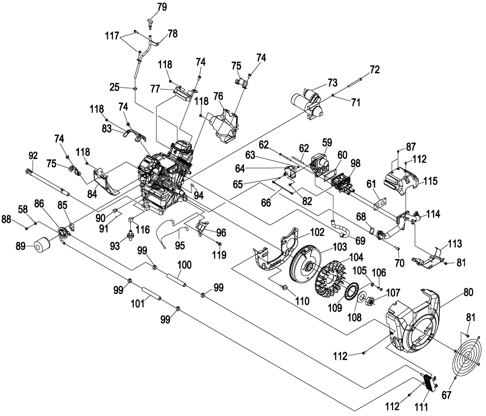 Engine 2 Diagram and Parts List for (0007V25841)(2007) Generac Generator