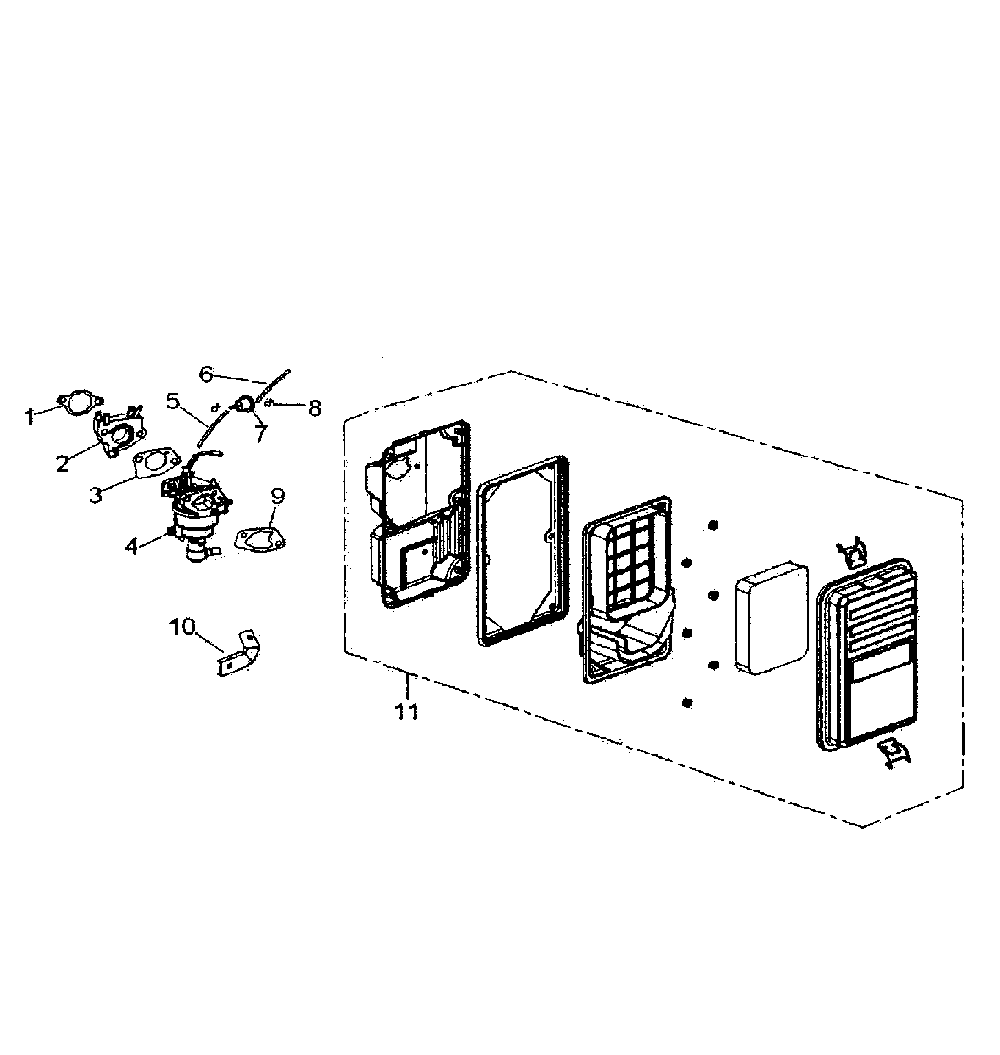 Carburetor Diagram and Parts List for  Generac Generator
