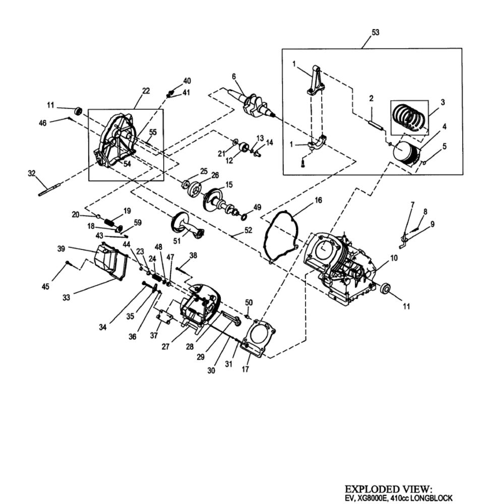 Engine 1 Diagram and Parts List for  Generac Generator