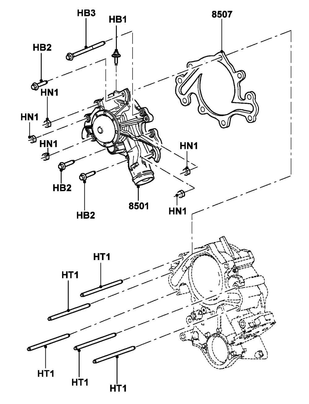 4.2l Gas Engine Water Pump Diagram and Parts List for (4907V25589)(2007) Generac Generator