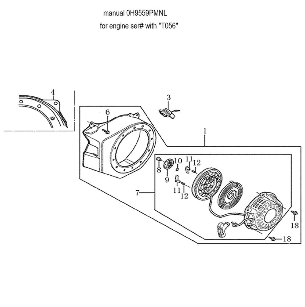 Starter 1 Diagram and Parts List for  Generac Pressure Washer