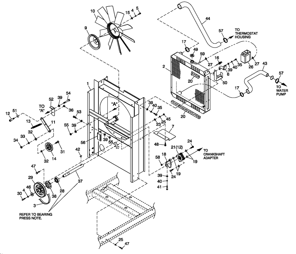 C2 Cooling System And Fan Drive Diagram and Parts List for (2707V24492)(2007) Generac Generator