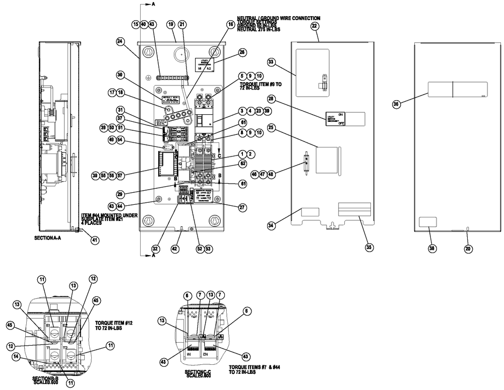 Service Entrance Generator Diagram and Parts List for (7772661 - 8070518)(2013) Generac Generator