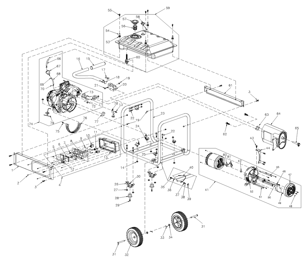 Parts Manual Gp5000 Aus Diagram and Parts List for (7654562A - 7654563A)(2012) Generac Generator