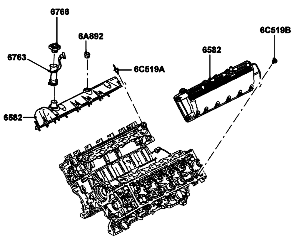Gas Engine Rocker Cover Diagram and Parts List for (5693562)(2009) Generac Generator