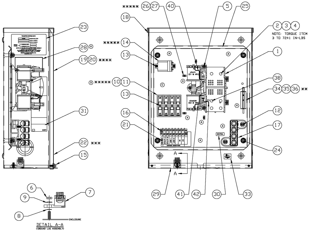Av Xfer Switch 200a 1.5 Diagram and Parts List for (3704503)(2003) Generac Generator