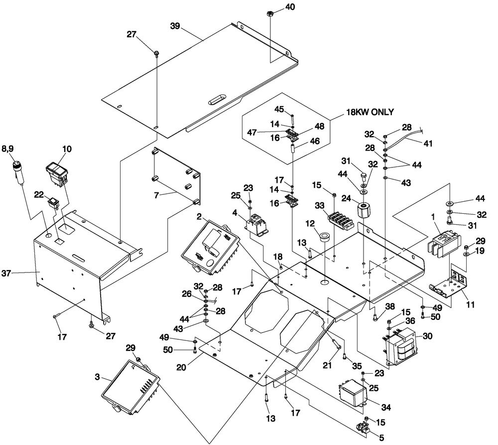 Control Panel 1 Diagram and Parts List for (0007V25841)(2007) Generac Generator
