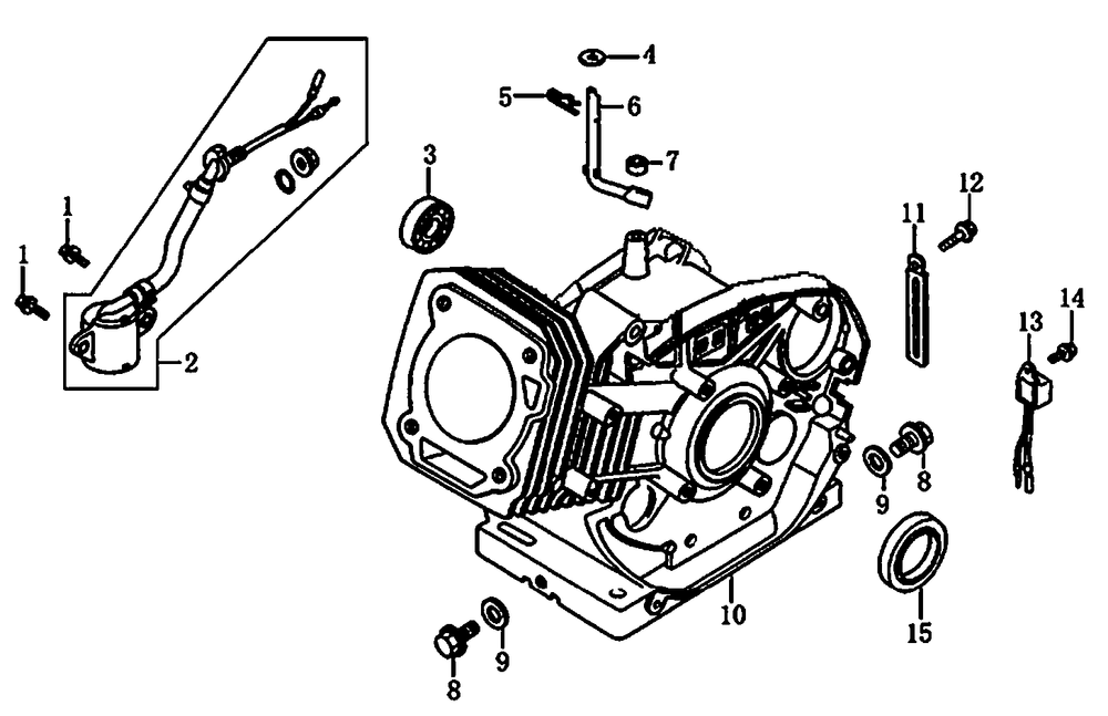Crankcase Diagram and Parts List for (9429553A)(2015) Generac Generator