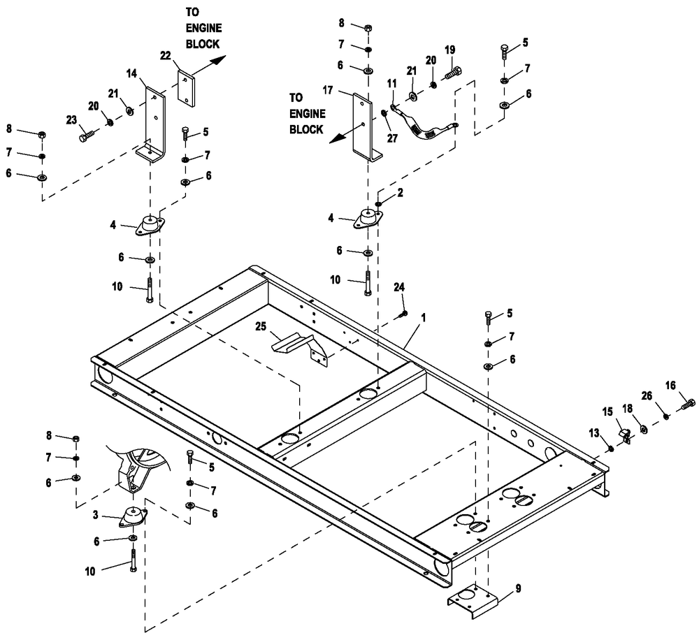 Mounting Base 2.4 L Diagram and Parts List for (5955389 - 9121019)(2014) Generac Generator