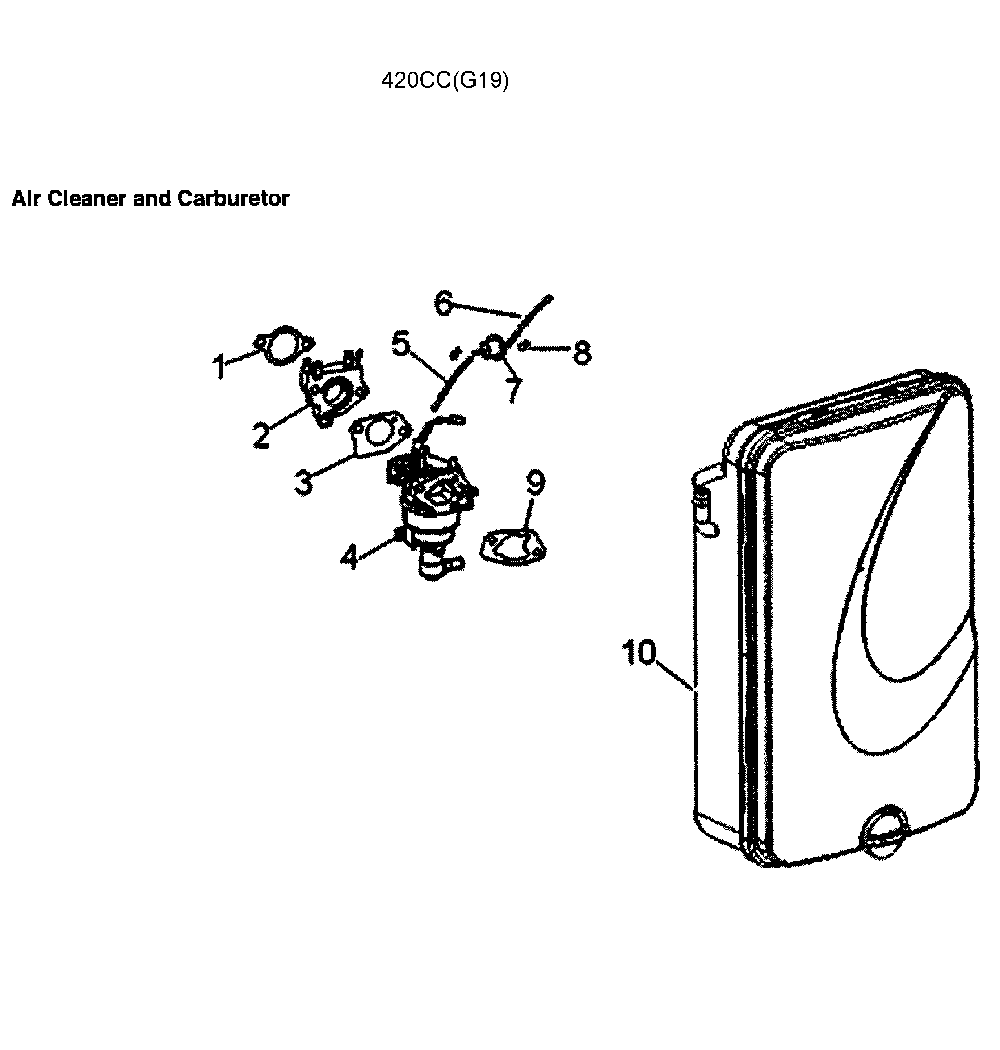 Air Cleaner Diagram and Parts List for  Generac Generator