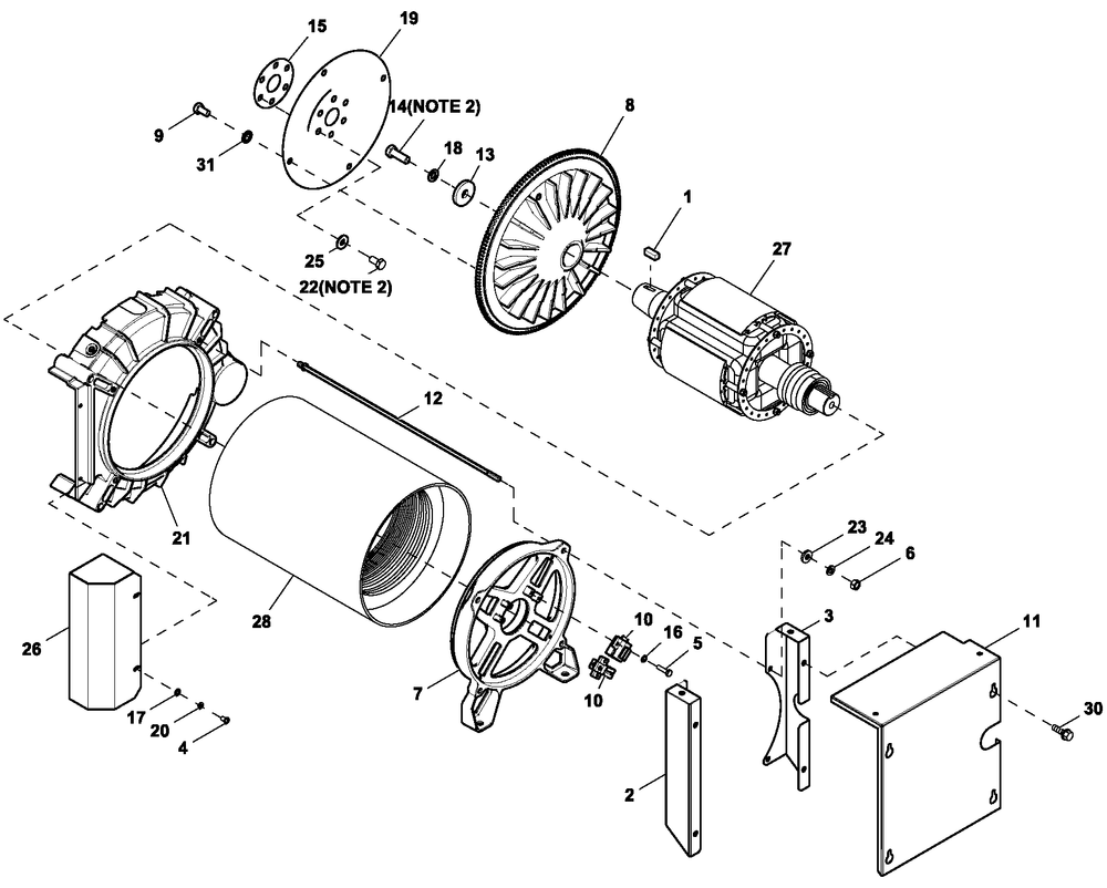 Alternator Common Parts Diagram and Parts List for (6959039)(2012) Generac Generator