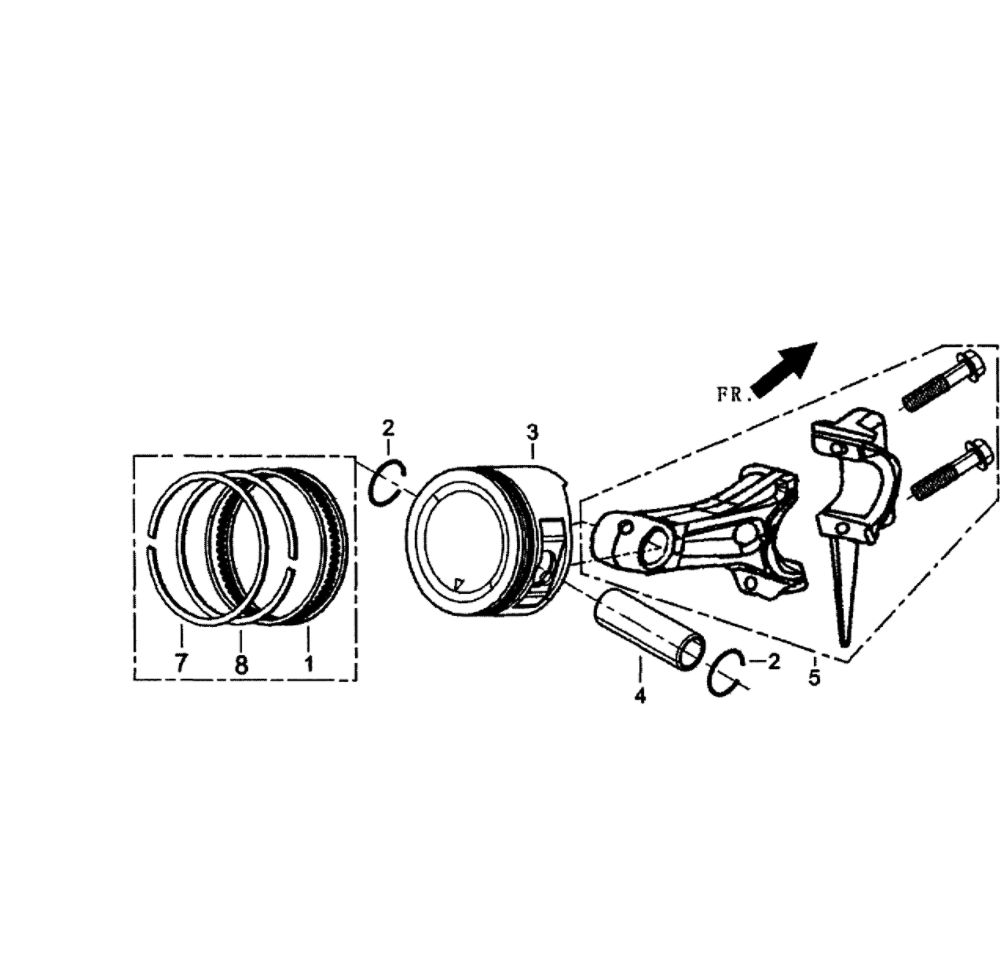 Piston Assembly Diagram and Parts List for  Generac Generator