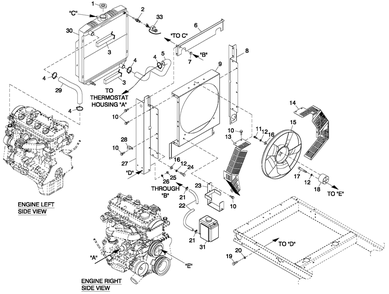 Cooling System 2.4l C1 Diagram and Parts List for (5955389 - 9121019)(2014) Generac Generator