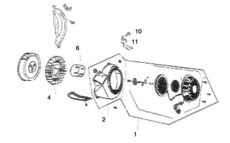 Flywheel And Recoil Starter Diagram and Parts List for (5581121 - 9646014D)(2016) Generac Generator