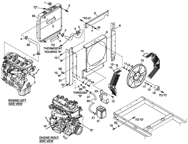 Cooling System 2.4l C1 Diagram and Parts List for (5048184 - 5221380)(2008) Generac Generator