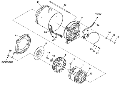 Alternator Common Parts Diagram and Parts List for (0406V10340)(2006) Generac Generator
