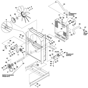 C2 Cooling System And Fan Drive Diagram and Parts List for (6054920 - 6943106)(2012) Generac Generator