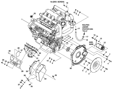Ev Engine Common Parts 3.0l G3 L/H Diagram and Parts List for (0508V27088)(2008) Generac Generator