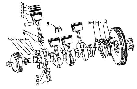1.5l Gas Engine Crankshaft Assembly Diagram and Parts List for (6959039)(2012) Generac Generator