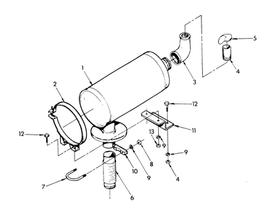 Exhaust Muffler Diagram and Parts List for  Generac Generator