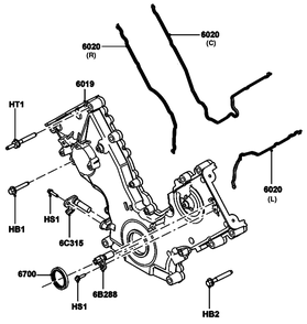 Gas Engine Timing Cover Diagram and Parts List for (5693562)(2009) Generac Generator
