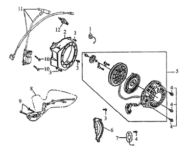 Recoil Starter And Ignition Coil Assy Diagram and Parts List for (5257529B - 6217805A)(2016) Generac Generator