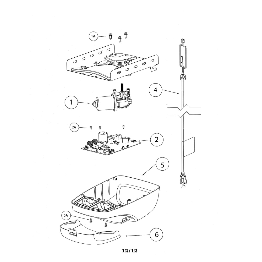 Powerhead Diagram and Parts List for 3042 Genie Garage Door Opener