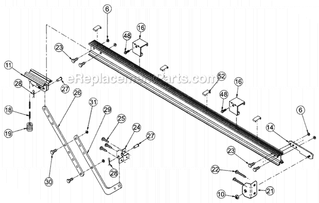 Pro Rail Diagram and Parts List for  Genie Garage Door Opener