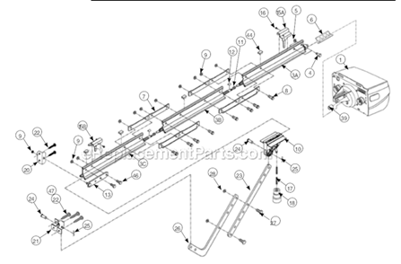 Part Location Diagram of 35421A.S Genie Header Bracket