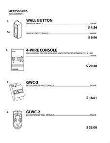 Wall Controls Diagram and Parts List for  Genie Garage Door Opener