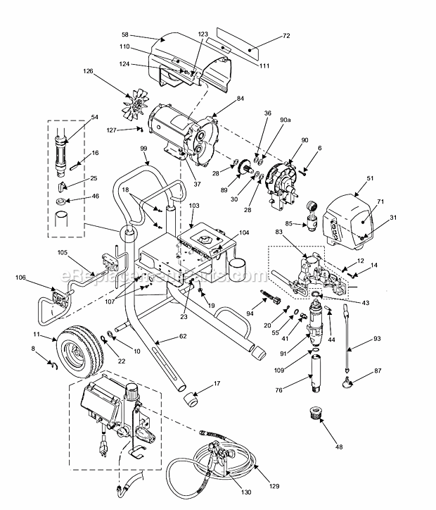 Page A Diagram and Parts List for 249651 Graco Sprayer