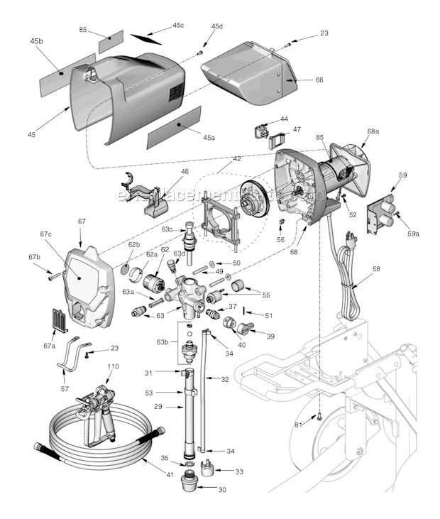 Page A Diagram and Parts List for Pro X9 Graco Sprayer