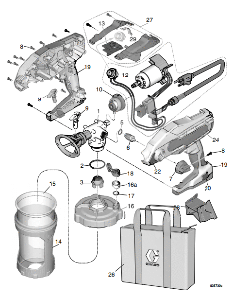 Section_1 Diagram and Parts List for  Graco Paint Sprayer