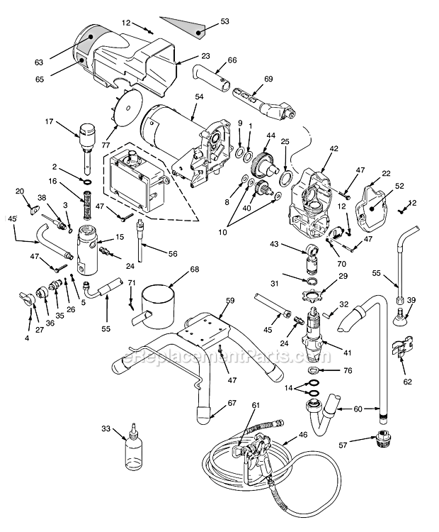 Page A Diagram and Parts List for Series A Graco Sprayer