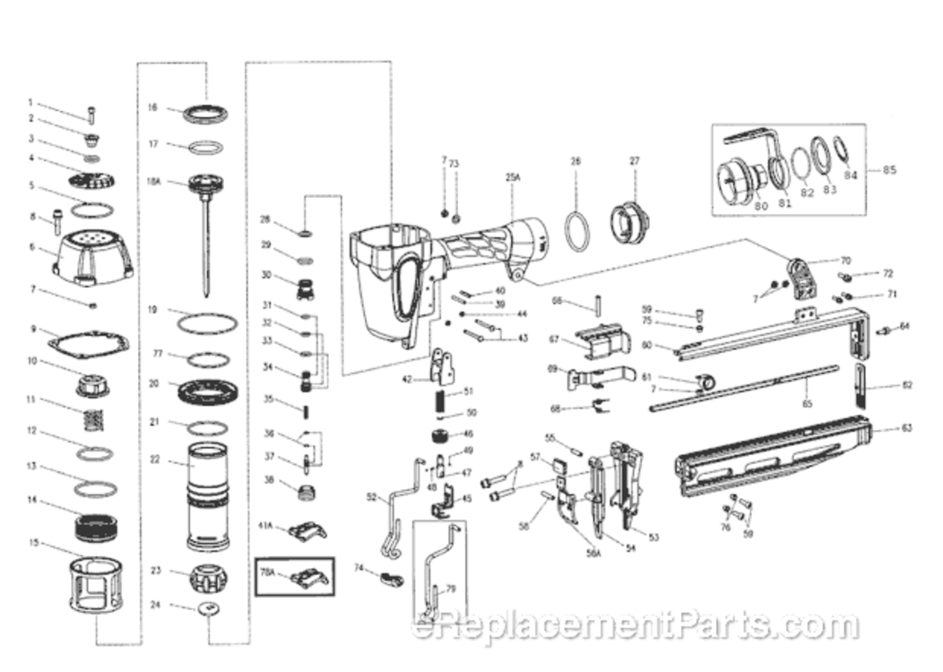 Page A Diagram and Parts List for  Grip-Rite Nailer