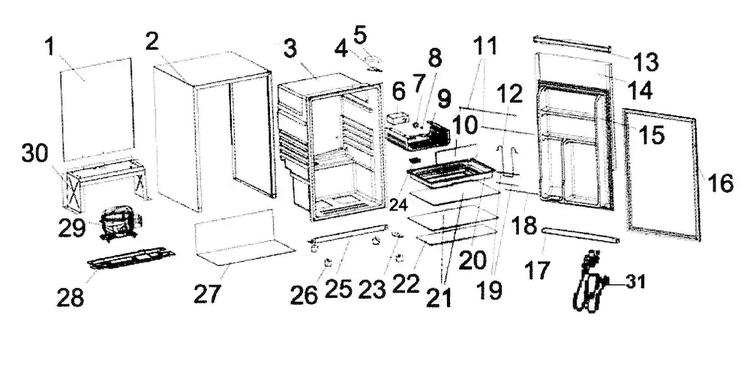 Cabinet Parts Diagram and Parts List for 18394673  Kenmore Refrigerator