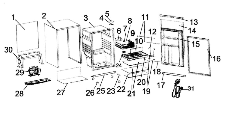 Cabinet Parts Diagram and Parts List for 18394679  Kenmore Refrigerator