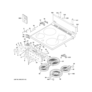 Control Panel & Cooktop Diagram and Parts List for  Haier Range