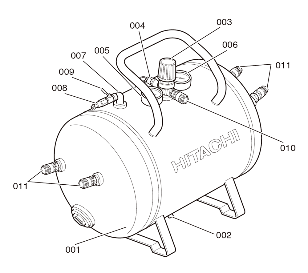 Page 1 Diagram and Parts List for  Hitachi Compressor