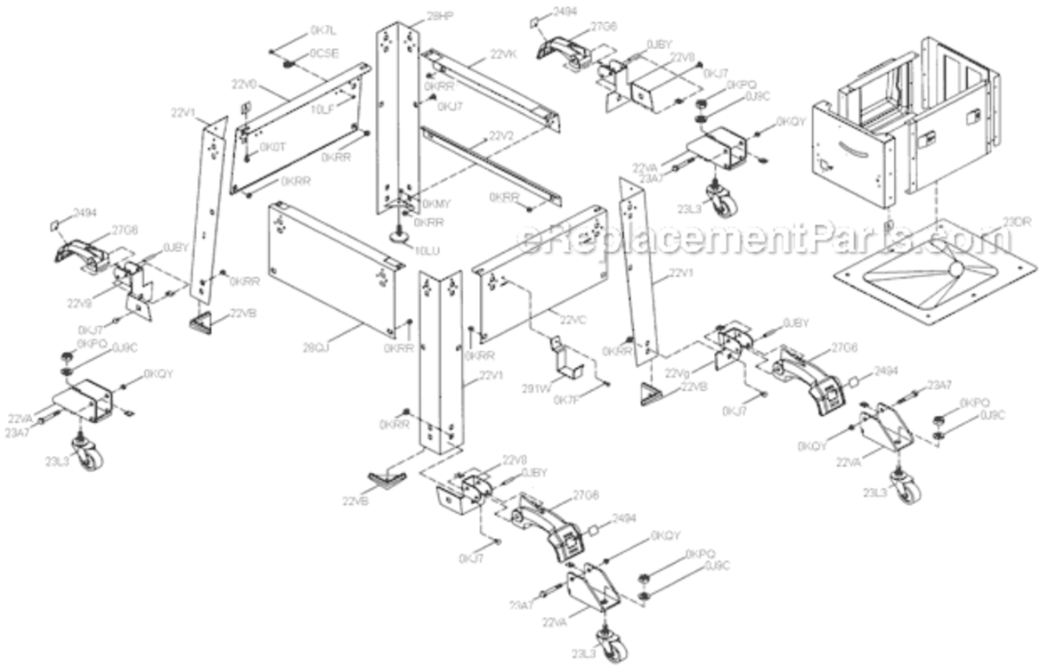 Page B Diagram and Parts List for  Hitachi Table Saw