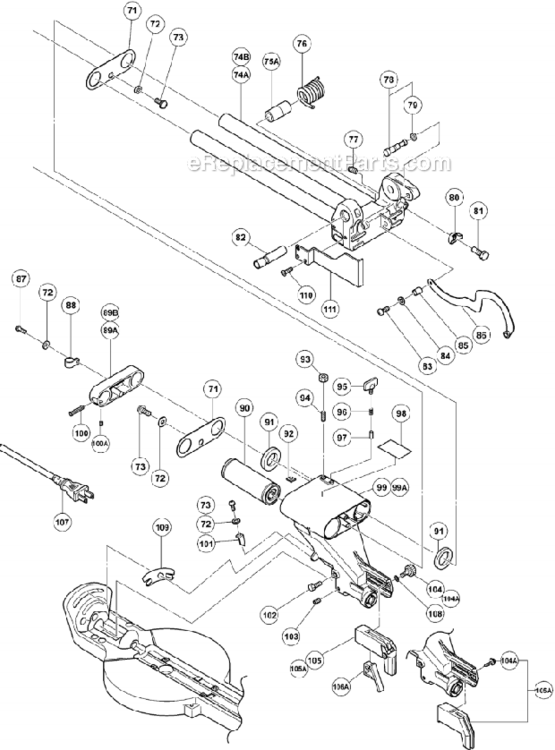 Page B Diagram and Parts List for  Hitachi Miter Saw