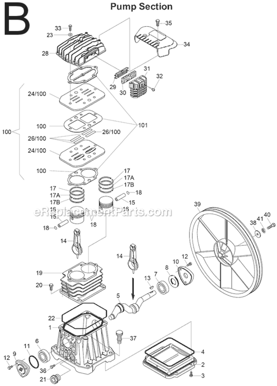 Page B Diagram and Parts List for  Hitachi Compressor
