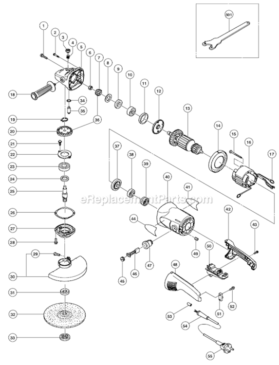 Page A Diagram and Parts List for  Hitachi Angle Grinder