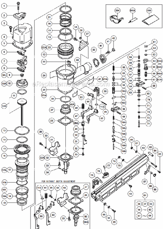 Page A Diagram and Parts List for  Hitachi Nailer