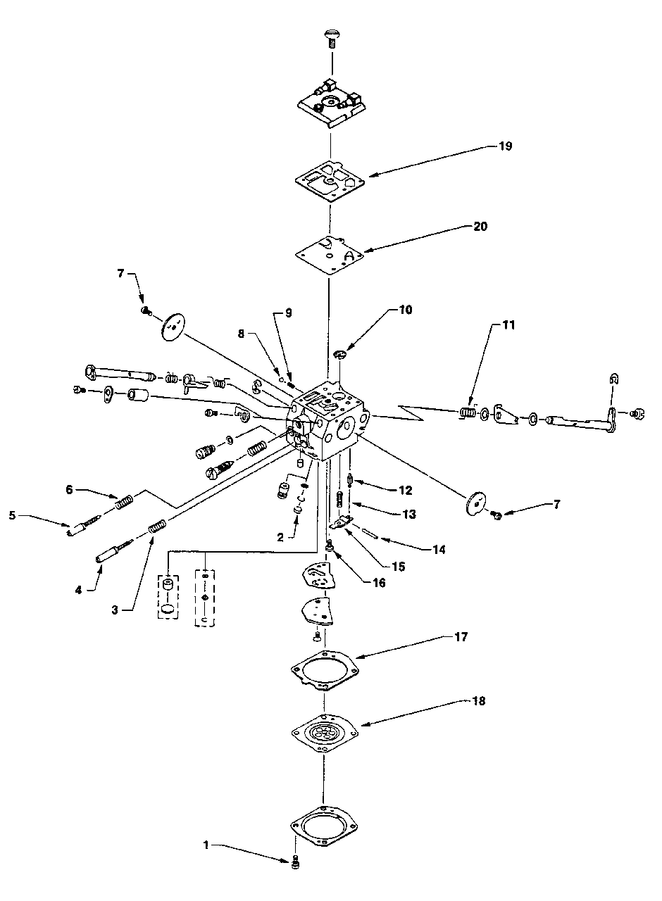 Carburetor Diagram and Parts List for UT-35020 Homelite Snow Blower