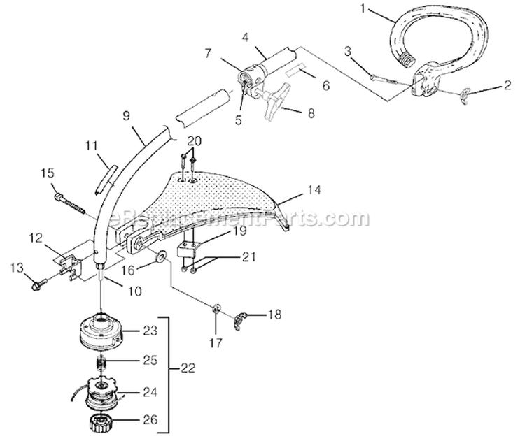 Page E Diagram and Parts List for UT-20755 Homelite Trimmer