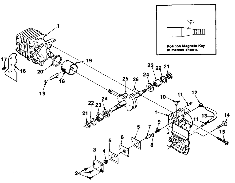 Engine Internals Diagram and Parts List for UT-10654 Homelite Chainsaw