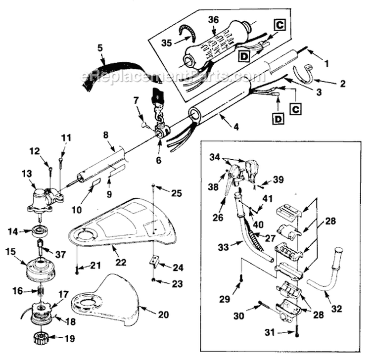 Page A Diagram and Parts List for UT-15072 Homelite Trimmer