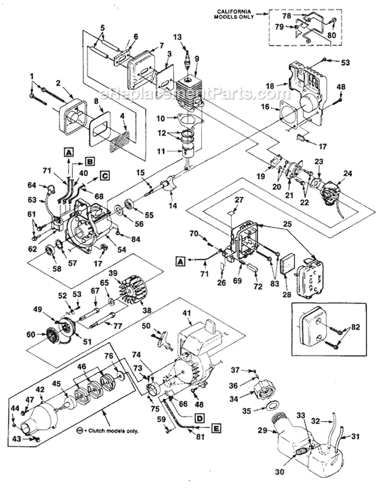 Page B Diagram and Parts List for UT-15072 Homelite Trimmer