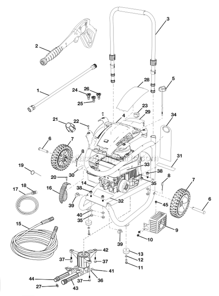 Page A Diagram and Parts List for  Homelite Pressure Washer